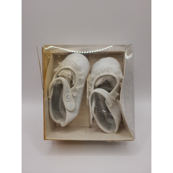 Other - 1950s Vintage Leather Lullaby Baby Shoes Size 1 (3 To 5 Months) NIB Made In USA